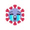 Crying coronavirus emoticon flat icon