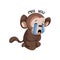 Crying cute monkey saying Miss you vector illustration on a