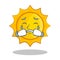 Crying cute sun character cartoon