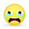 Crying emoji. Emotion of grief. Weeping emoticon. Cartoon style. Vector illustration smile icon.