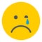 Crying emoji. Yellow flat circle face in sadness