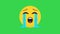 Crying Face Animated Emoji, Social Media Smiley Reaction Concept Icon.Green screen