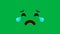 Crying face clip on green screen
