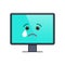 Crying face on computer screen emoticon