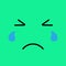 Crying funny emotion emoji face. Sad face on green background