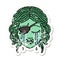 crying half orc rogue character face grunge sticker