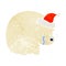 crying hand drawn retro cartoon of a polar bear wearing santa hat
