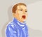 Crying little boy kid unhappy and emotional in tantrum vector illustration.