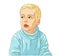 Crying little boy kid unhappy and emotional in tantrum vector illustration.