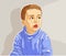 Crying little boy kid unhappy and emotional in tantrum vector illustration.