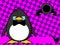 Crying little hipster penguin baby cartoon expression background