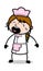 Crying Loudly - Retro Cartoon Waitress Female Chef Vector Illustration