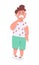 Crying male toddler semi flat color vector character