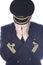 Crying pilot in uniform