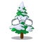 Crying realistic fir tree in snow mascot