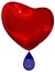 Crying red heart with blue tear drop