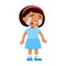 Crying sad little Latin-American girl. Upset child with tears on face standing alone cartoon character.