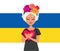 Crying Ukrainian Woman Holding a Heart Symbol Vector Concept Illustration