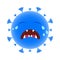 Crying Virus Cartoon Vector Illustration, Sad Bacteria Icon