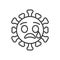 Crying virus face line icon.