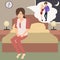 Crying woman in the bedroom imagines adultery vector