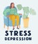 Crying woman in depression or stress sits on chair