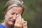 Crying woman stressed in grief