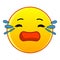 Crying yellow emoticon icon, cartoon style