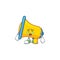 Crying yellow loudspeaker mascot on white background