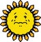 Crying yellow sun cartoon