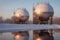 cryogenic storage tanks with frosty exterior