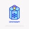 Cryotherapy thin line icon: man in cryo capsule. Modern vector illustration