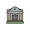 Crypt, tomb house, cemetery, church flat color line icon.