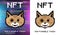 Crypto art NFT token. Non-fungible token. Cute cat face in Pixel style