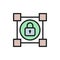 Crypto blockchain with lock, cryptocurrency flat color icon