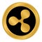 Crypto coin ripple icon on white.