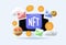 Crypto Coins, trading NFT non fungible token for crypto art, ethereum based in blockchain technology and disruptive.