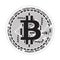 Crypto currency bitcoin black and white symbol