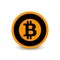 Crypto currency Bitcoin flat vector logo, icon for web, sticker for print.