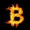 Crypto currency Bitcoin icon from fire flame.
