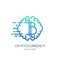 Crypto currency and bitcoin technology, vector logo, icon. Brain and bitcoin symbol. Concept for cryptocurrency exchange