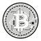 Crypto currency black coin with black lackered bitcoin symbol on