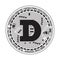 Crypto currency dogecoin black and white symbol