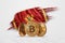 Crypto currency, gold coin BITCOIN BTC. Coin bitcoin against the background of the flag of Montenegro. The concept a new currency