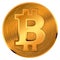 Crypto currency golden coin with bitcoin symbol and number zero and one on background coin. Vector illustration.