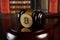 Crypto currency law, judge gavel, stacked legal book and bitcoin