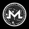 Crypto currency monero black and white symbol