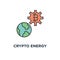 crypto energy icon. crypto currency technology concept symbol design, blockchain power, mining, crypto engine with cogs, bitcoin
