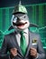 Crypto Enthusiast Shark with Bitcoin Hat AI Generative