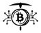 Crypto mining bitcoin circuit and pickaxe icon